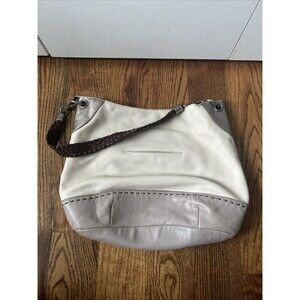 The Sak Womens Indio Leather Neutral Colorblock Shoulder Bag 108144